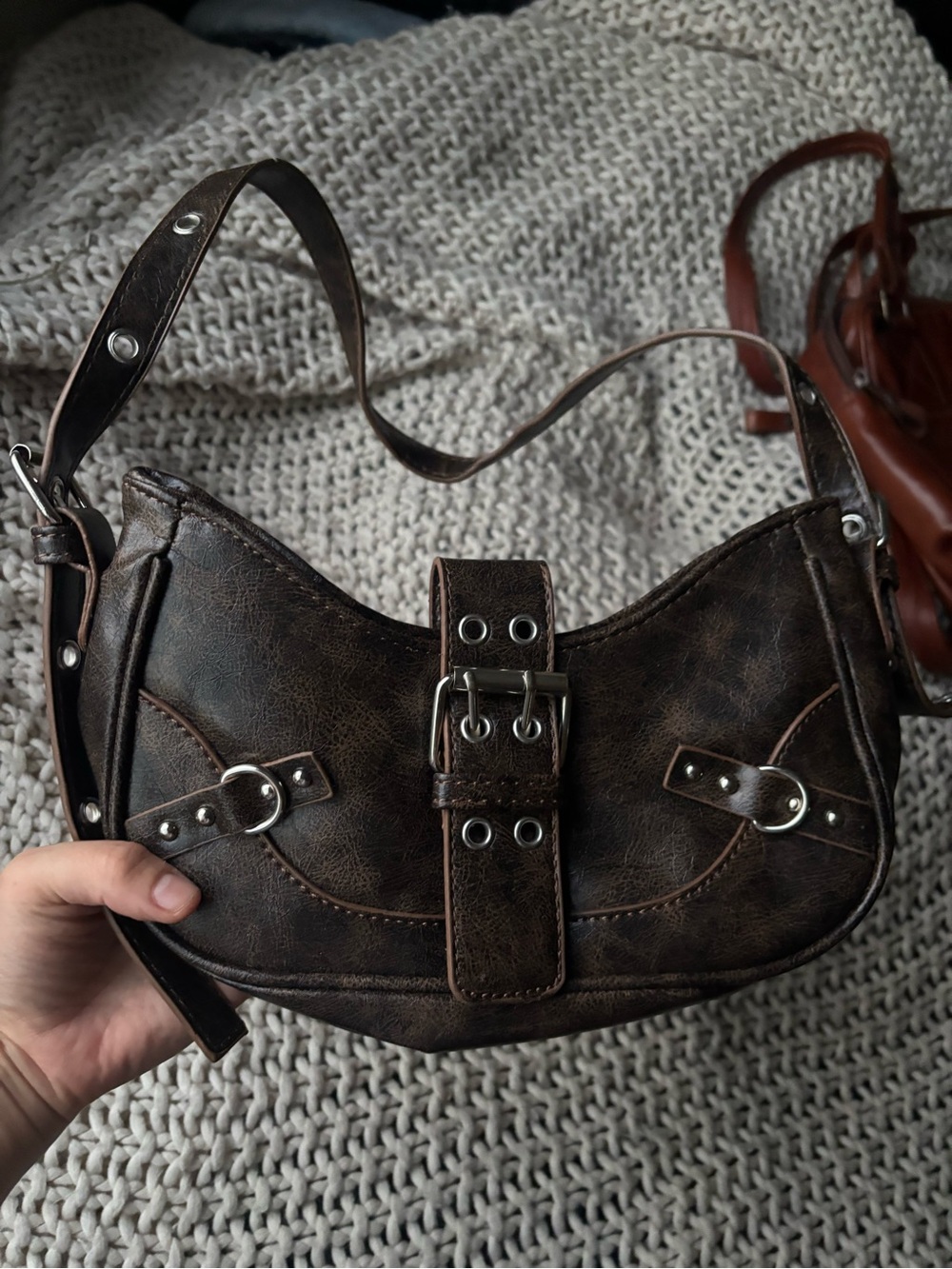 Urban Outfitters Dark Brown Buckle Shoulder Bag